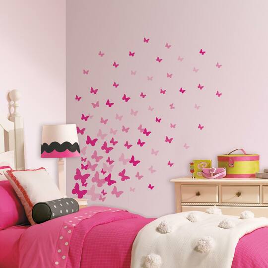 RoomMates Pink Flutter Butterflies Peel & Stick Wall Decals